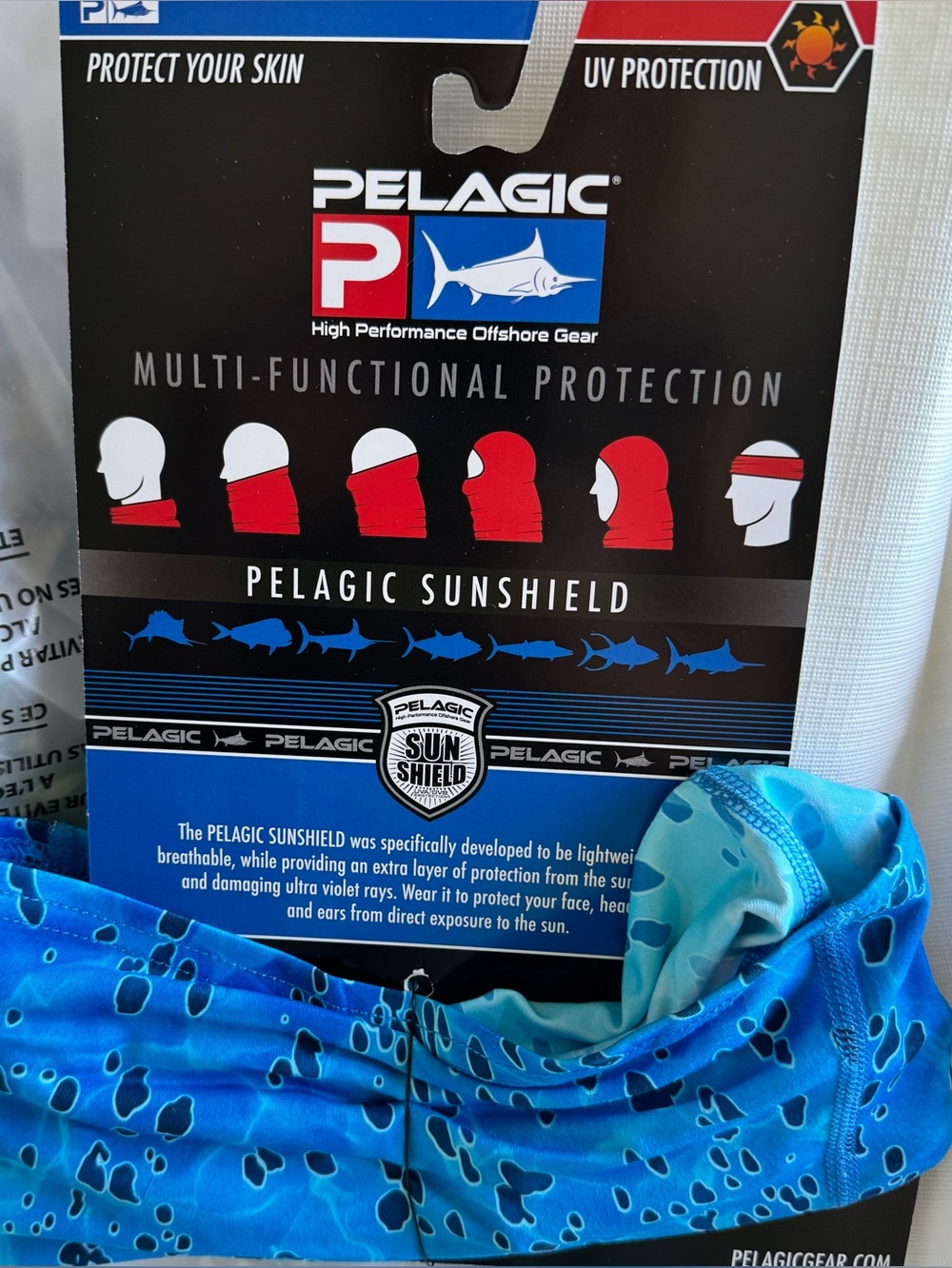 Pelagic Sunshield Gaiter Neck to FullHead UV Protection Blue Fishing Boating NEW - Picture 2 of 2